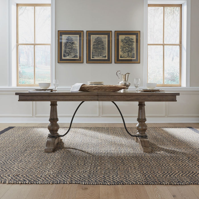 Americana Farmhouse Trestle Table in Dusty Taupe & Black