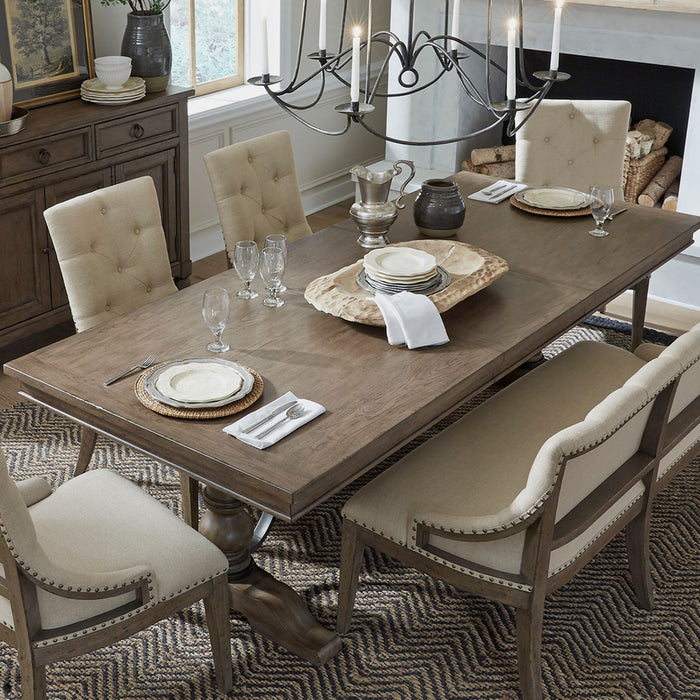 Americana Farmhouse Trestle Table in Dusty Taupe & Black