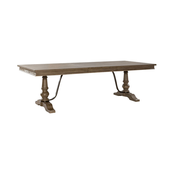 Americana Farmhouse Trestle Table in Dusty Taupe & Black