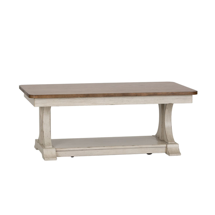 Farmhouse Reimagined Rectangular Cocktail Table in Antique White