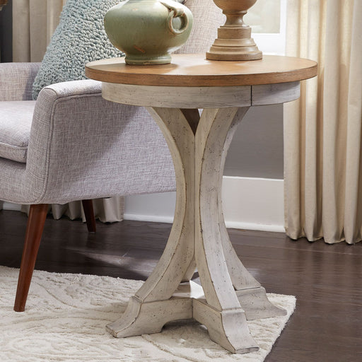Liberty Farmhouse Reimagined Round Chair Side Table in Antique White image