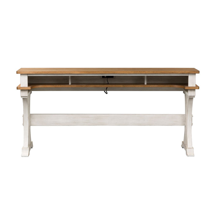 Farmhouse Reimagined Console Bar Table in Antique White