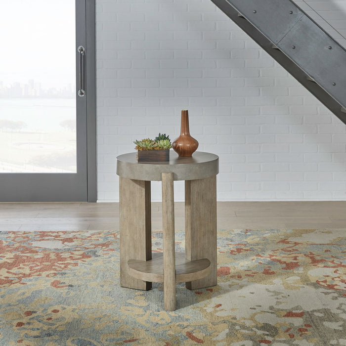 Liberty Furniture Affinity Chairside Table in Dusty Taupe with Concrete Top image