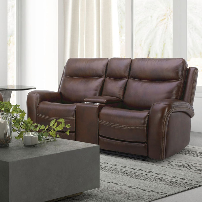 Liberty Furniture Blair Loveseat w/Console P2 & ZG in Cognac
