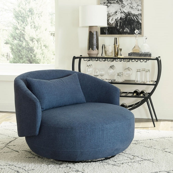 Liberty Furniture Haley Upholstered Swivel Cuddler Chair in Midnight