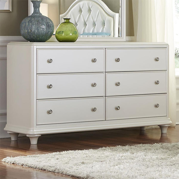 Liberty Furniture Stardust 6 Drawer Dresser in Iridescent White