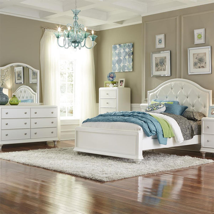 Liberty Furniture Stardust Full Panel Bed in Iridescent White