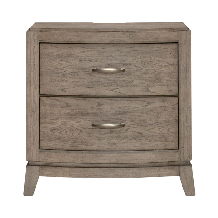 Avalon Nightstand with Charging Station in Burnished Beige