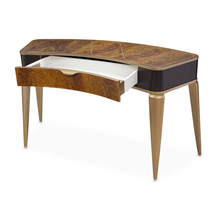 AICO Malibu Crest Vanity Desk in Crotch Mahogany
