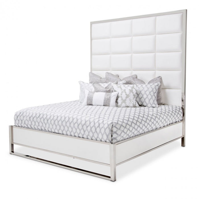 Aico State St Metal Cal King Panel Bed in Glossy White image