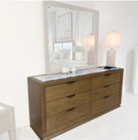 AICO Furniture Portrait Large Dresser with LED Lights in Sienna Brown image