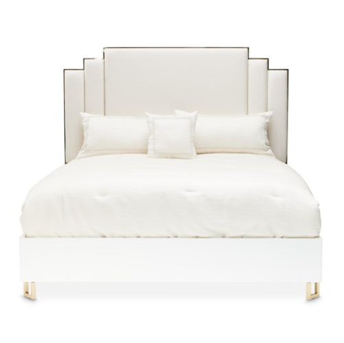 AICO Furniture Palm Gate King Platform Bed in Cloud White