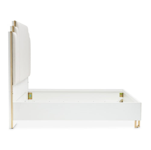AICO Furniture Palm Gate King Platform Bed in Cloud White