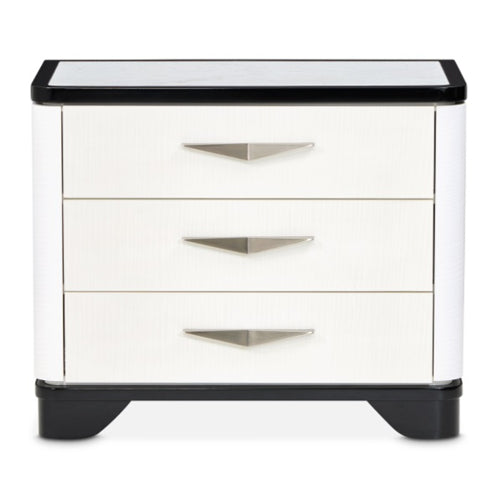 AICO Furniture Tuxedo Large Nightstand in Piano Keyboard
