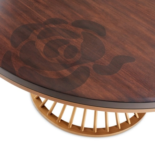 AICO Furniture Camellia Field Round Dining Table in Warm Pecan