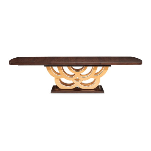 AICO Furniture Camellia Field Rectangular Pedestal Dining Table in Warm Pecan