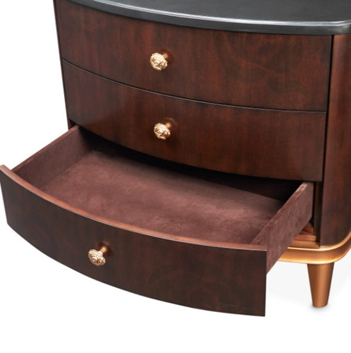 AICO Furniture Camellia Field Nightstand in Warm Pecan