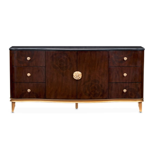AICO Furniture Camellia Field Dresser in Warm Pecan