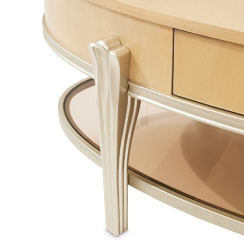 AICO Furniture Camellia Field Oval Cocktail Table in Caramel
