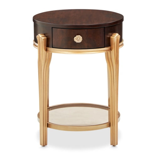 AICO Furniture Camellia Field End Table in Warm Pecan
