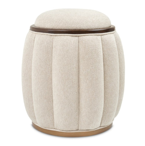 AICO Furniture Camellia Field Round Bench in Warm Pecan image