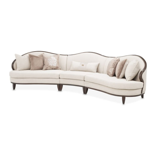 AICO Furniture Camellia Field RAF Loveseat Linen in Warm Pecan