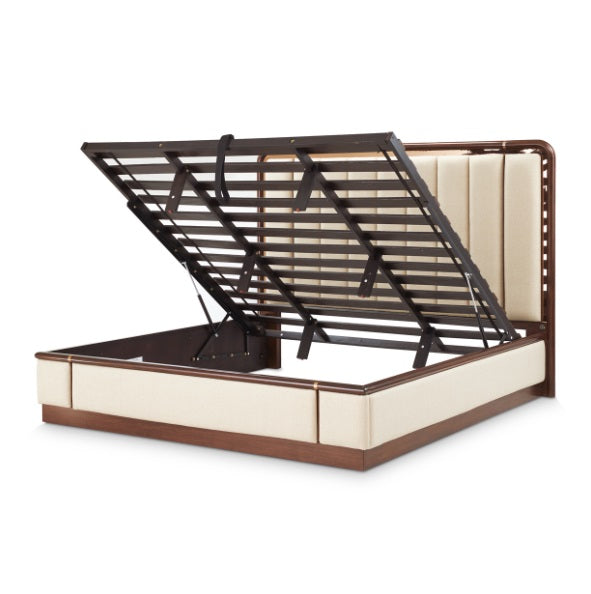 AICO Furniture Mason Park King Channel Tufted Bed in Umber