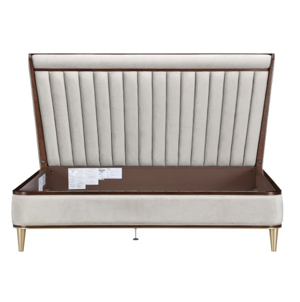AICO Furniture Houston California King Channel Tufted Bed in Walnut