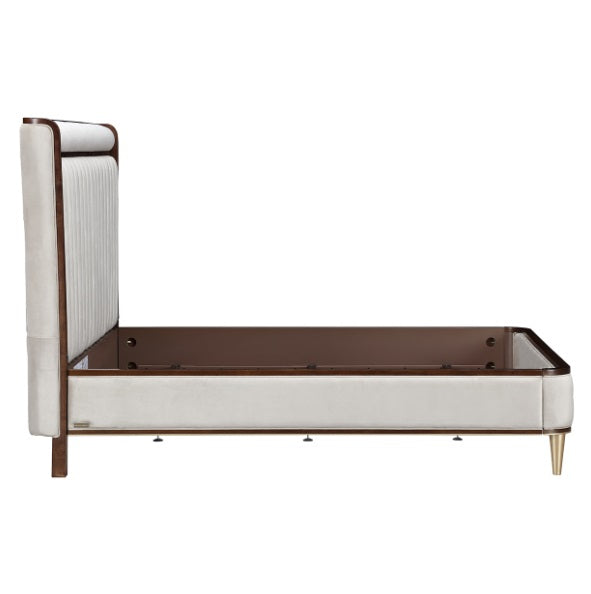 AICO Furniture Houston King Channel Tufted Bed in Walnut