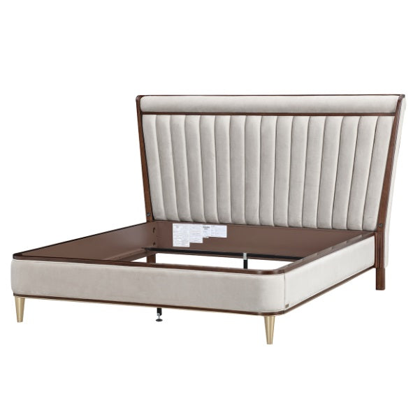 AICO Furniture Houston California King Channel Tufted Bed in Walnut