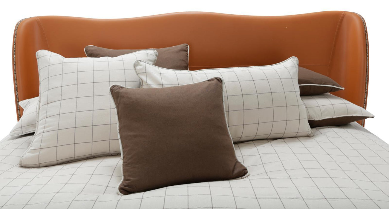 21 Cosmopolitan California King Upholstered Wing Bed in Orange