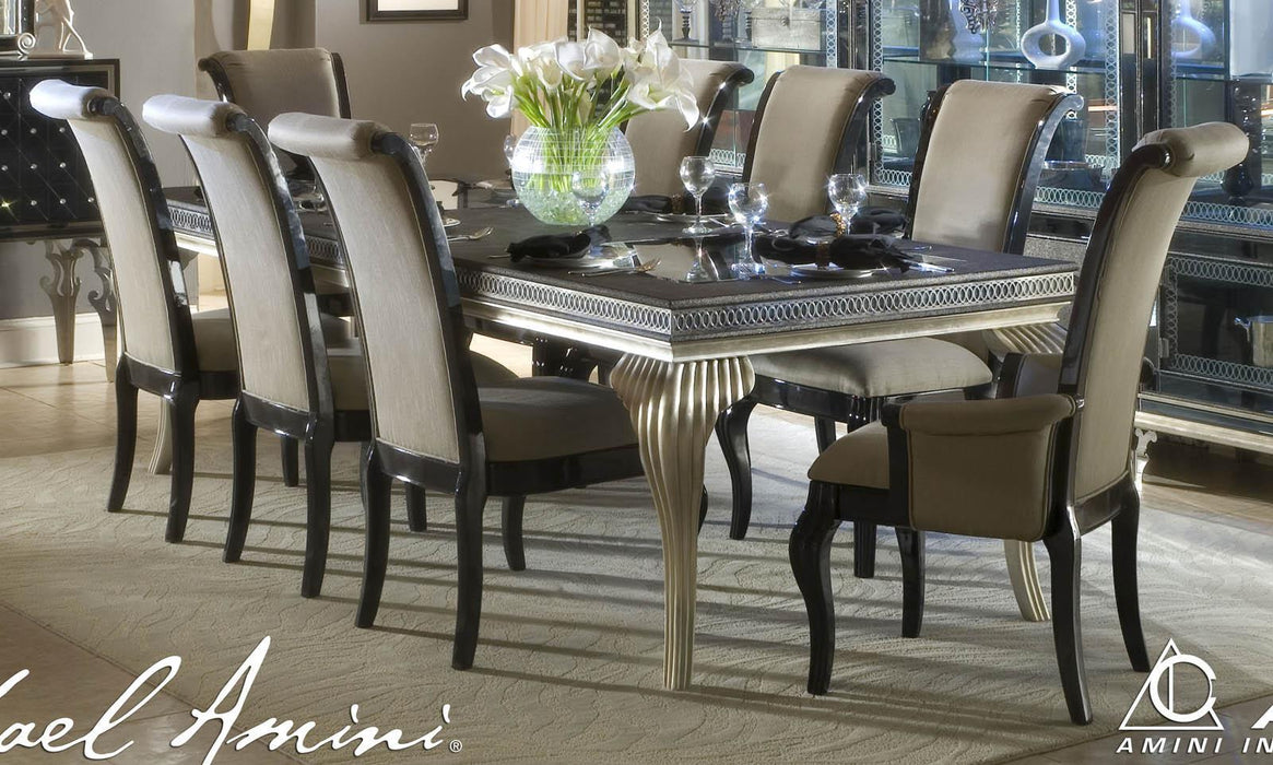 Hollywood Swank Leg Dining Table in Pearl Caviar