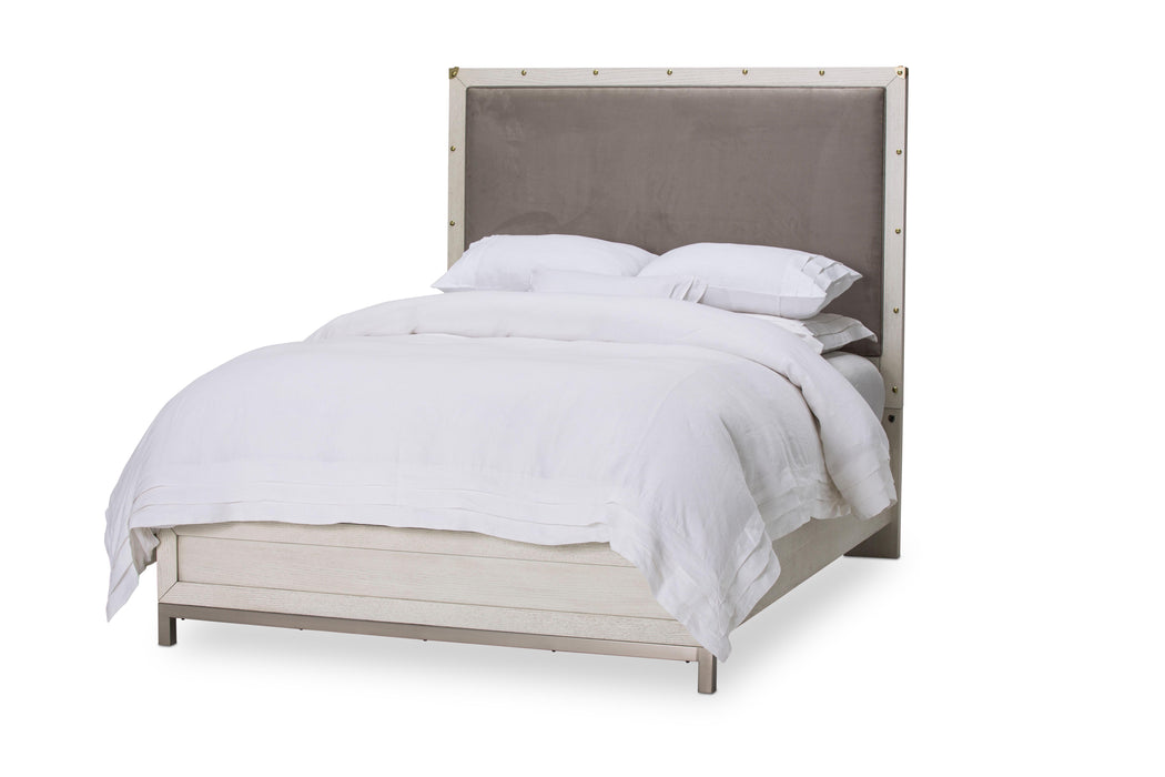 Menlo Station King Panel Bed w/ Fabric Insert in Eucalyptus