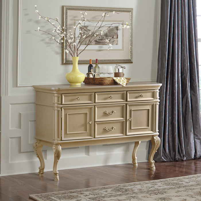 Miranda Transitional Style Dining Server in Gold finish Wood