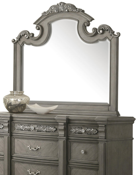 Silvy Transitional Style Mirror in Gray finish Wood