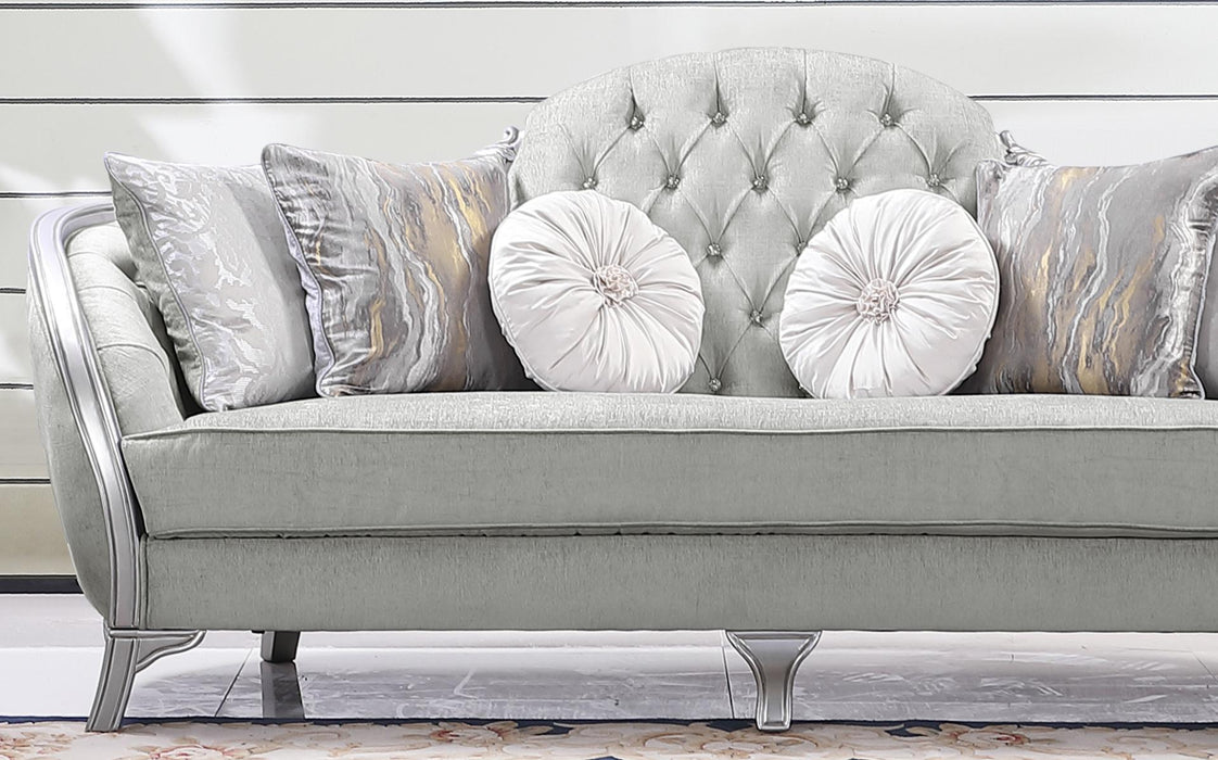 Natalia Transitional Style Sofa in Silver finish Wood