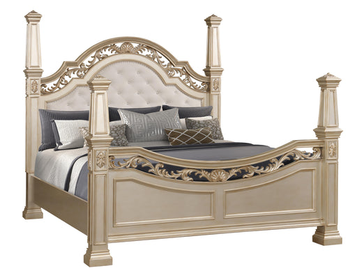 Valentina Traditional Style King Bed in Gold finish Wood image