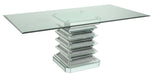 Ava Modern Style Dining Table in Silver and Glass image