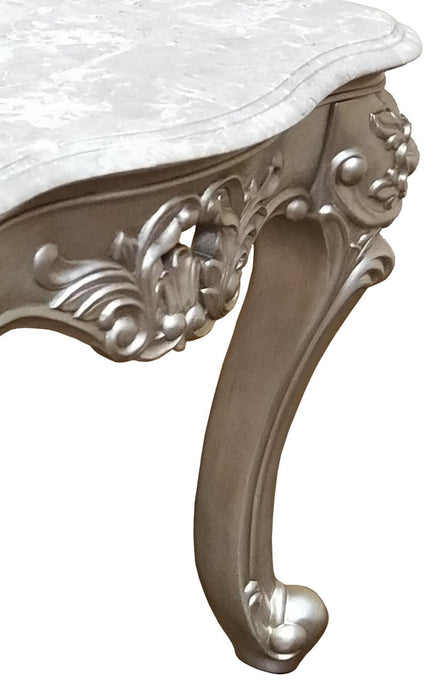 Ariel Transitional Style End Table in Silver finish Wood