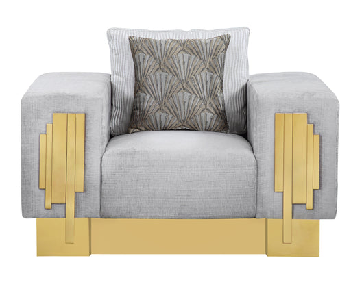 Megan Modern Style Gray Chair with Gold Finish image