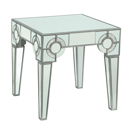 Zoe Modern Style Glass End Table with Silver fiinish image