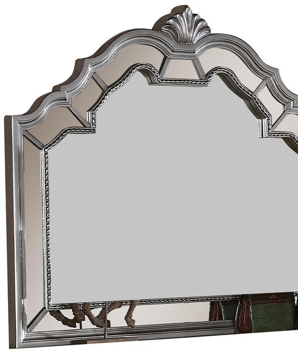 Pamela Transitional Style Mirror in Silver finish Wood