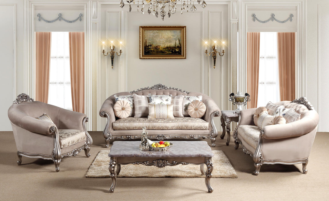 Cristina Traditional Style Loveseat in Silver finish Wood