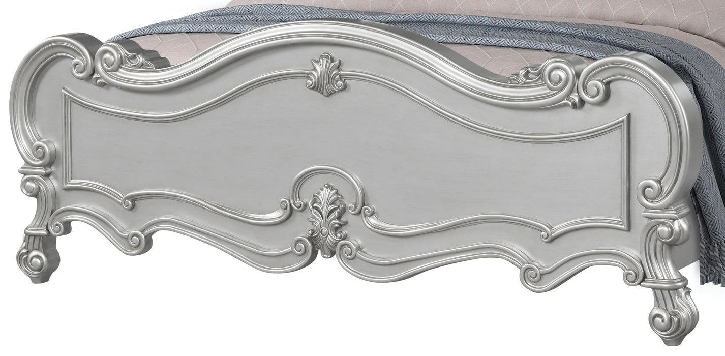 Adriana Transitional Style King Bed in Silver finish Wood