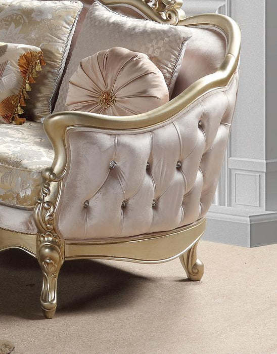 Diana Traditional Style Sofa in Champagne finish Wood