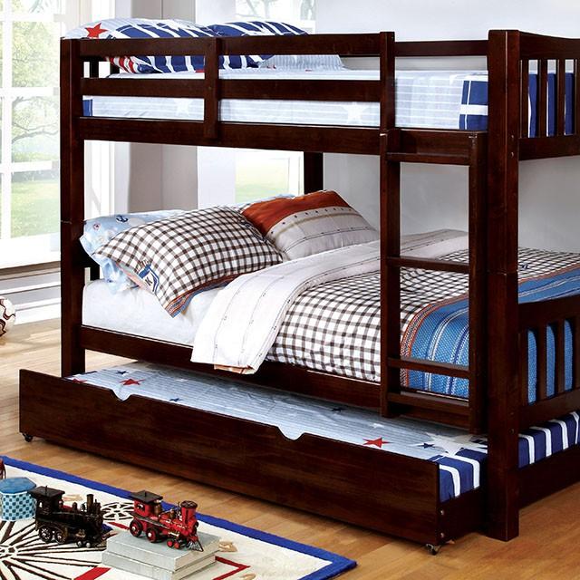 Cameron Dark Walnut, White & Gray Full/Full Bunk Bed
