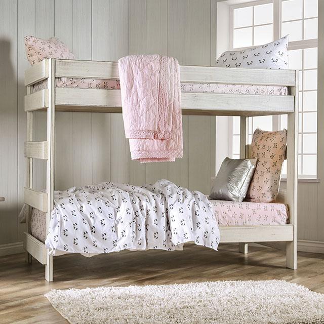 Arlette Twin/Twin Bunk Bed Brown, Black, Gray, & White