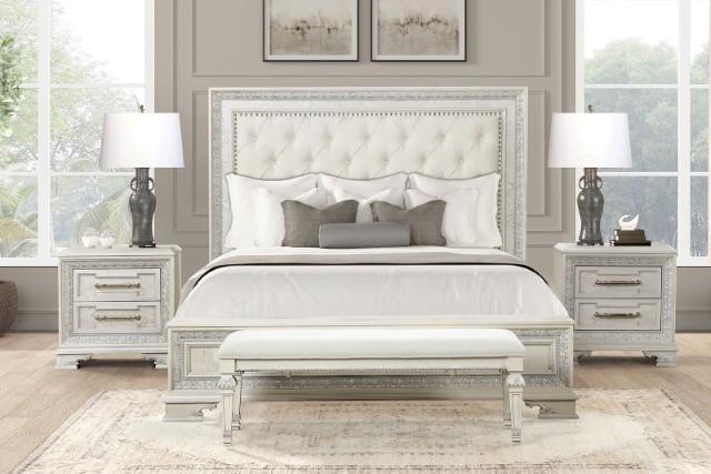 Stella Mia 4 Pc 5 Pc Queen Bedroom Set White & White