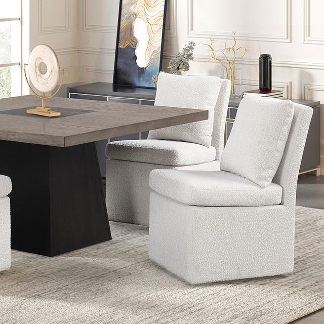 Broager 5 Pc Dining Table Set (White Swivel Chairs)