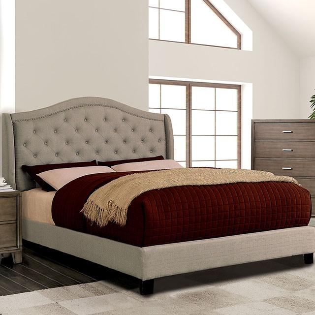 Carly Cal.King, E.King, Full, & Queen Bed Grey & Brown